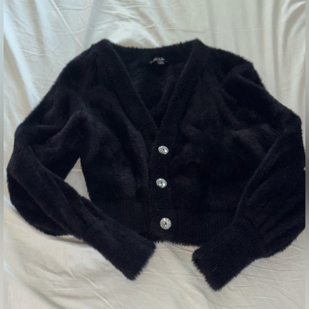 For love and lemons elegant Black Fuzzy Sweater